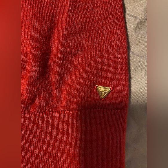 GUESS Women's Evelia Chain Lace-Up Sweater, Red, small - Picture 10 of 10